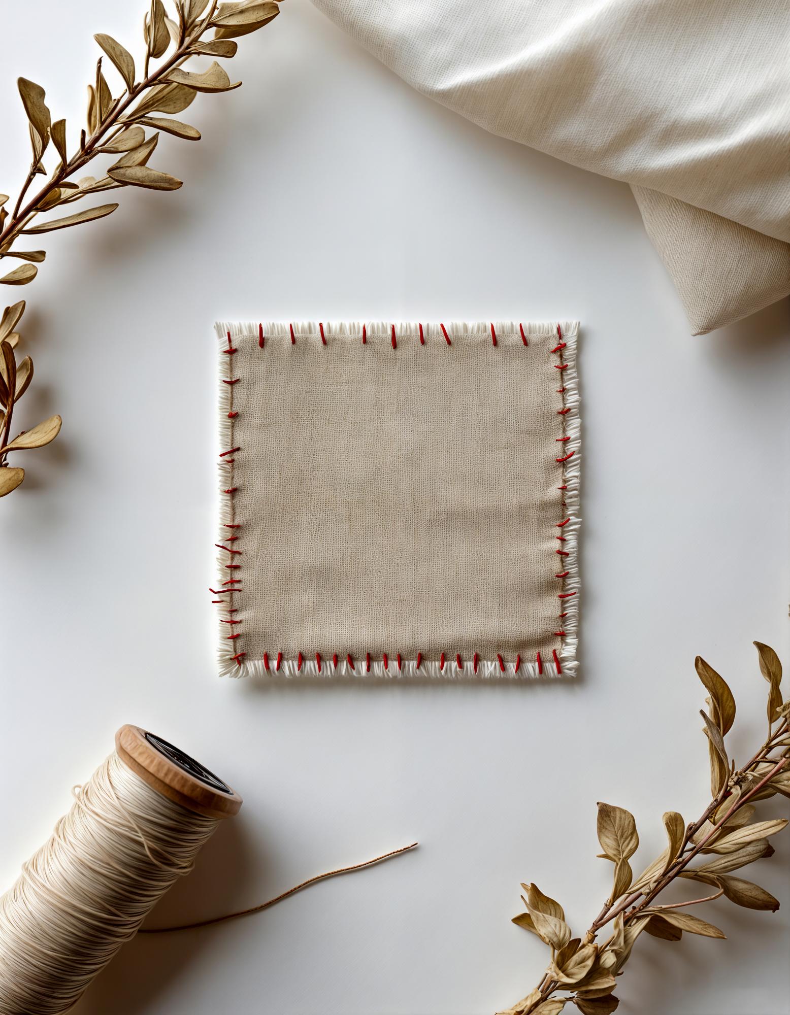 Sample embroidered labels laid out